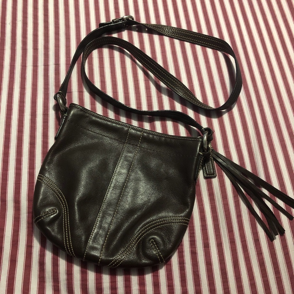 Coach Dark Brown Leather Shoulder Bag